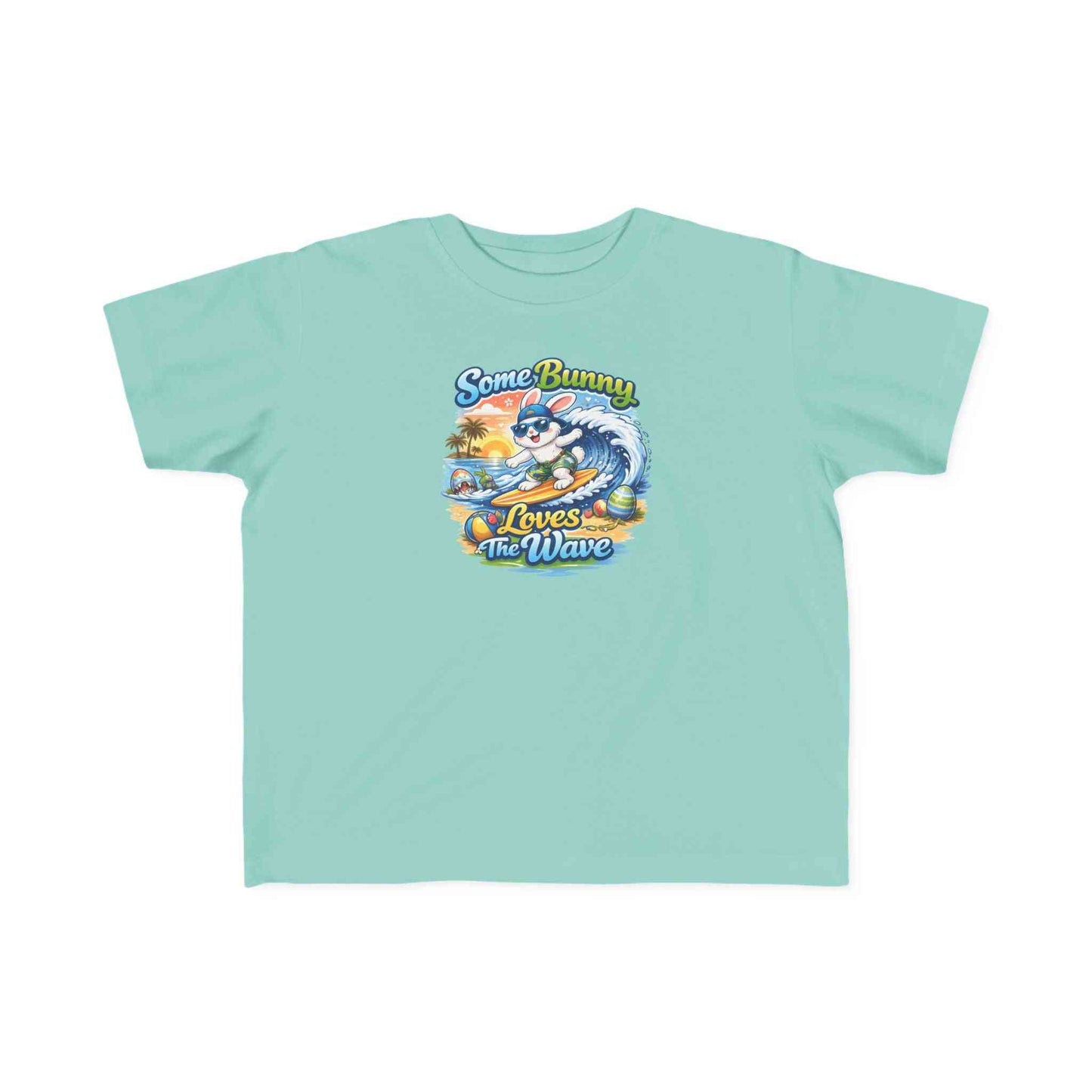 Toddler tee with cheerful surf bunny graphic on soft cotton for beach play and everyday comfort