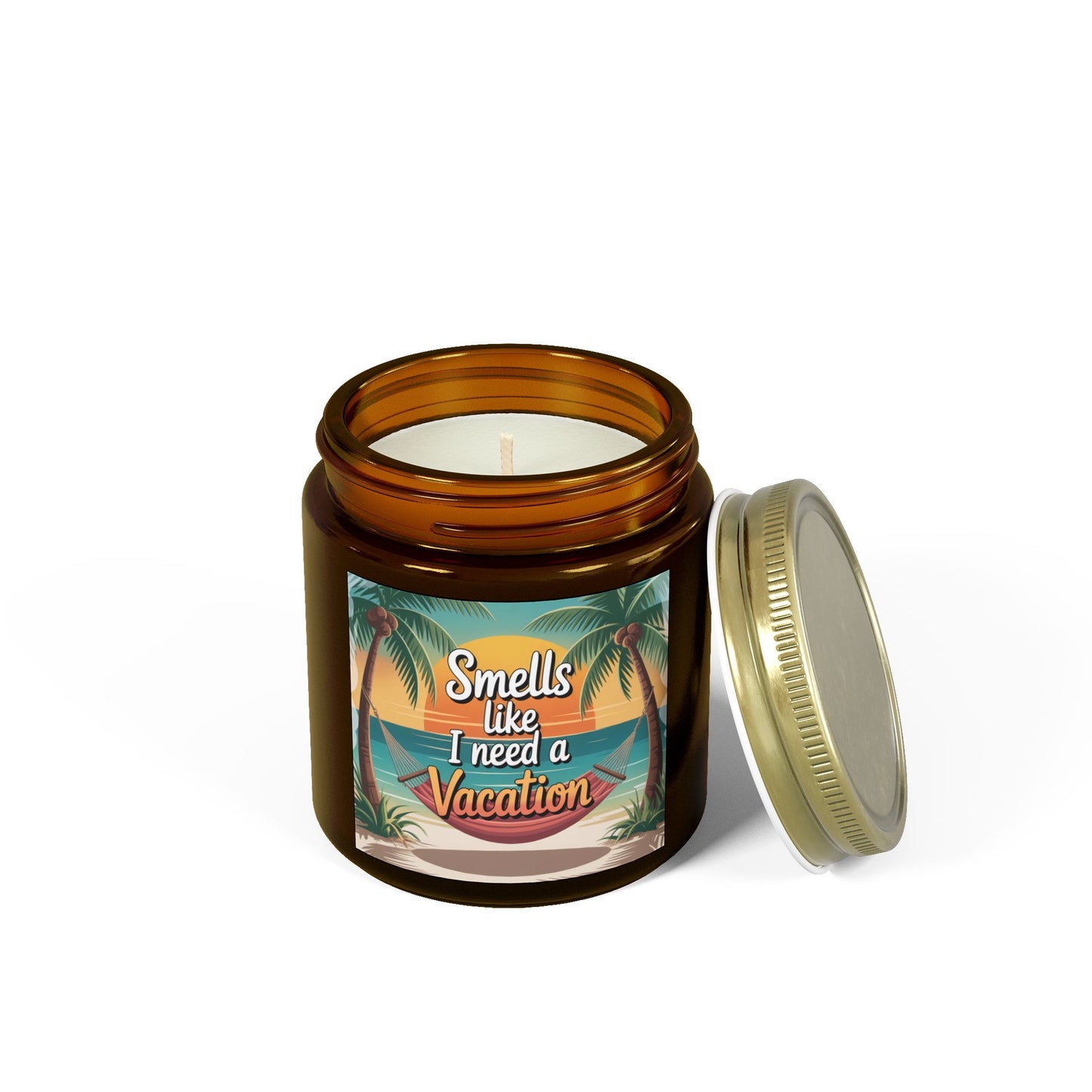 Vacation Vibe Scented Candle - Tropical Coconut Apricot Wax, Ideal for Relaxation, Gift for Her, Home Decor, Beach Lovers