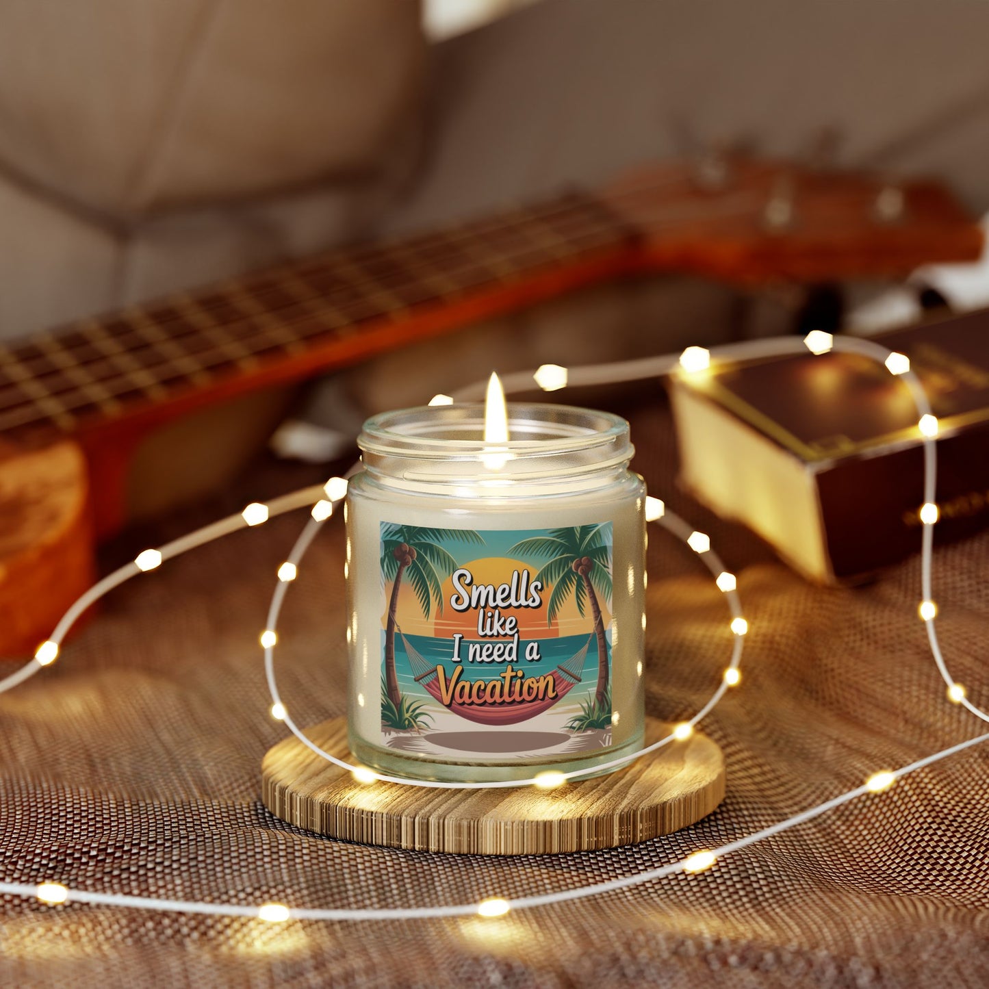 Vacation Vibe Scented Candle - Tropical Coconut Apricot Wax, Ideal for Relaxation, Gift for Her, Home Decor, Beach Lovers