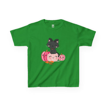 Kawaii Black Cat Pumpkin T-Shirt | Cute Spooky Fall Shirt | Halloween Aesthetic Tee | Pink Pumpkin Shirt | Cozy Autumn Outfit | Trending Gift for Cat Lovers