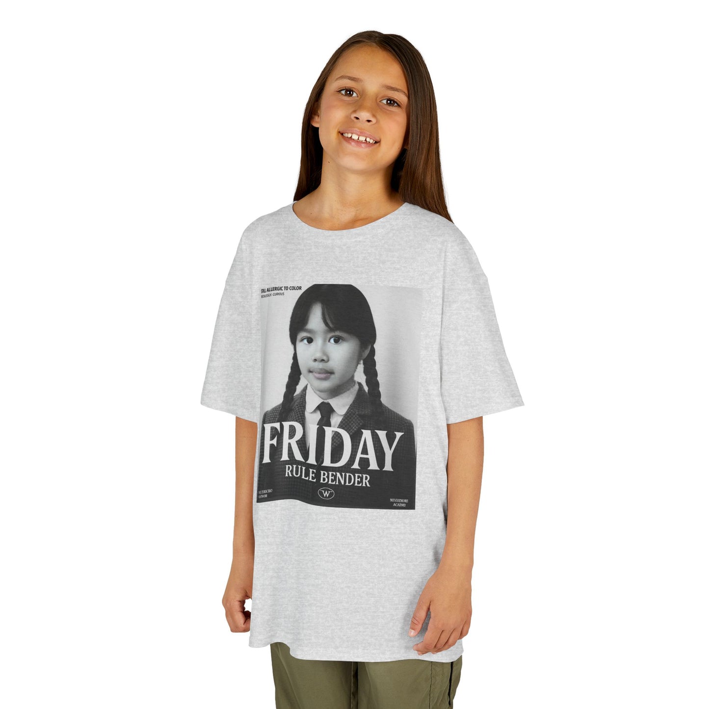 Custom “Friday Rule Bender” T-Shirt — Personalized Face Tee | Dark Academia Kawaii | Aesthetic Y2K Outfit | Halloween Cute Creepy Vibes | Custom Day of the Week Shirt