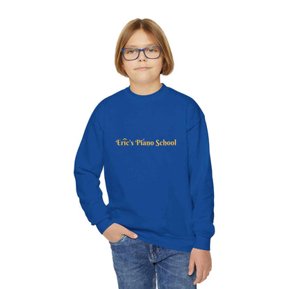 Youth sweatshirt with piano school emblem in cozy oversized crewneck style for kids