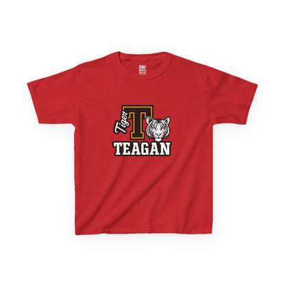 Custom Varsity Letter T-Shirt with Tiger Mascot | Personalized School Spirit Tee | Evelyn Name Shirt for Kids