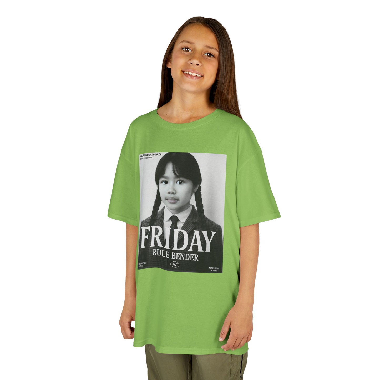 Custom “Friday Rule Bender” T-Shirt — Personalized Face Tee | Dark Academia Kawaii | Aesthetic Y2K Outfit | Halloween Cute Creepy Vibes | Custom Day of the Week Shirt