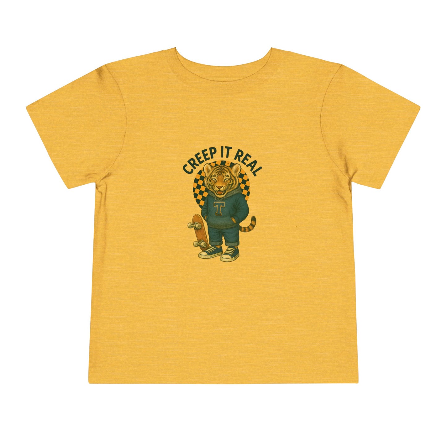 Cute Toddler Short Sleeve Tee with Tiger 'Creep It Real' Design, Kids' Summer Shirt, Halloween Outfit, Everyday Wear, Gift for Toddlers