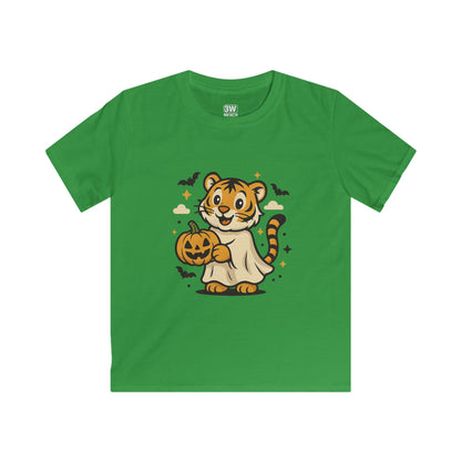 Kids Halloween Tee, Tiger with Pumpkin Shirt, Halloween Costume Tee, Cute Kids Shirt, Trick or Treat Top