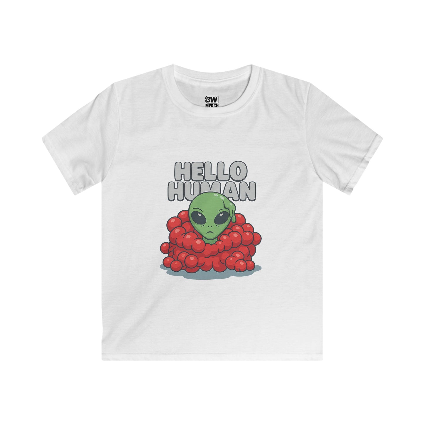 Hello Human Alien Halloween Shirt Spooky UFO Graphic Tee, Funny Sci Fi Costume Top, Creepy Cute Alien T-Shirt