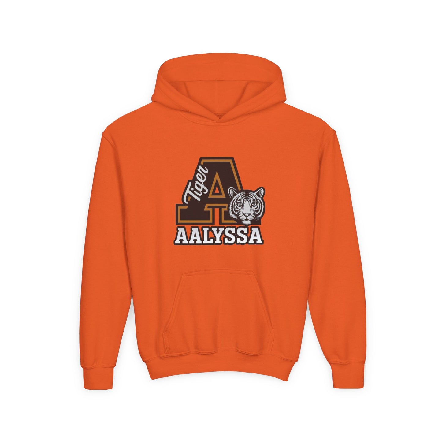 Customizable Big A - Youth Heavy Blend Hooded Sweatshirt - Tiger Theme - Customizable/ Personalize