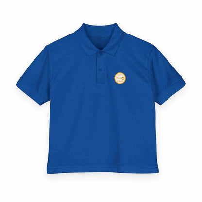 Youth polo shirt with Eric's Piano School gold logo, moisture-wicking cotton-poly blend for kids