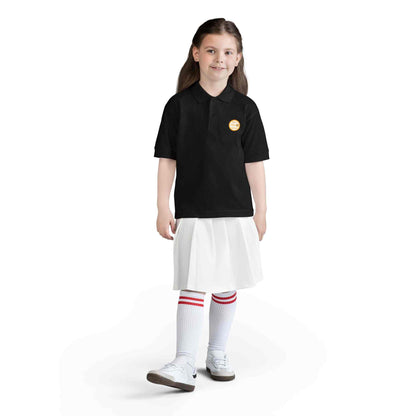 Youth gold polo shirt for Eric's Piano School kids music lessons with logo