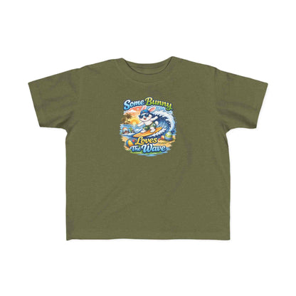 Toddler tee with cute surf bunny graphic and lightweight cotton fabric for beach play