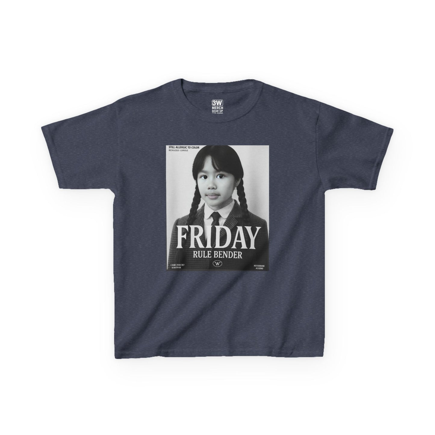 Custom “Friday Rule Bender” T-Shirt — Personalized Face Tee | Dark Academia Kawaii | Aesthetic Y2K Outfit | Halloween Cute Creepy Vibes | Custom Day of the Week Shirt