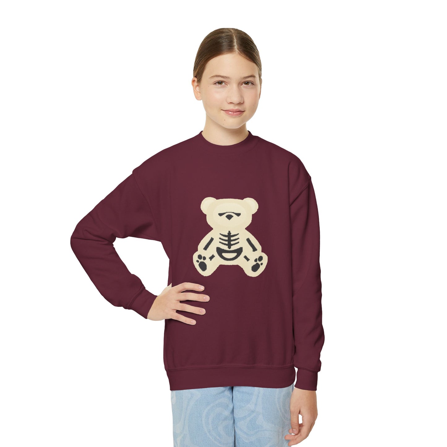 Skeleton Teddy Bear Sweatshirt | Y2K Streetwear Crewneck | Oversized Aesthetic Pullover | Cozy Fall Hoodie | Trending TikTok Outfit 2025