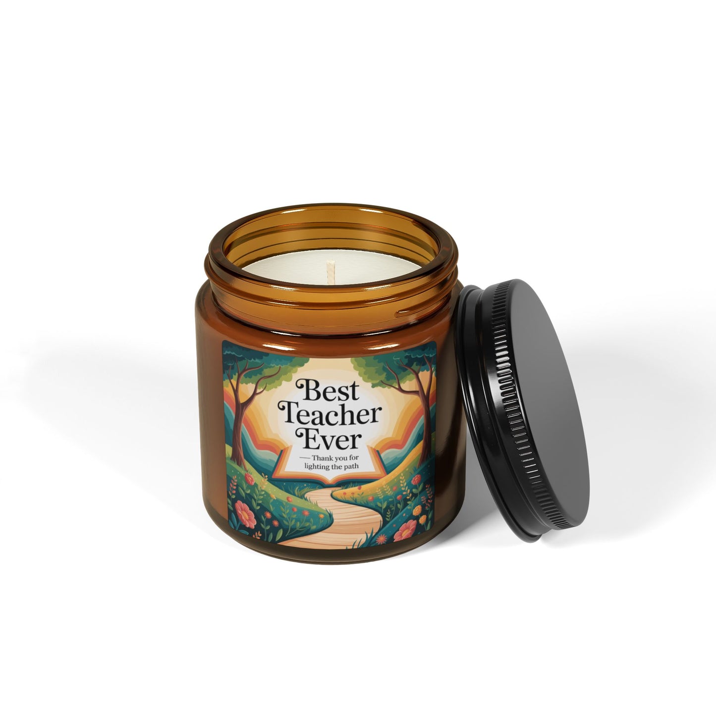 Best Teacher Ever Scented Soy Candle, Aromatherapy Gift, Teacher Appreciation, Home Decor, Relaxation Gift, Multi-Size Amber Jar