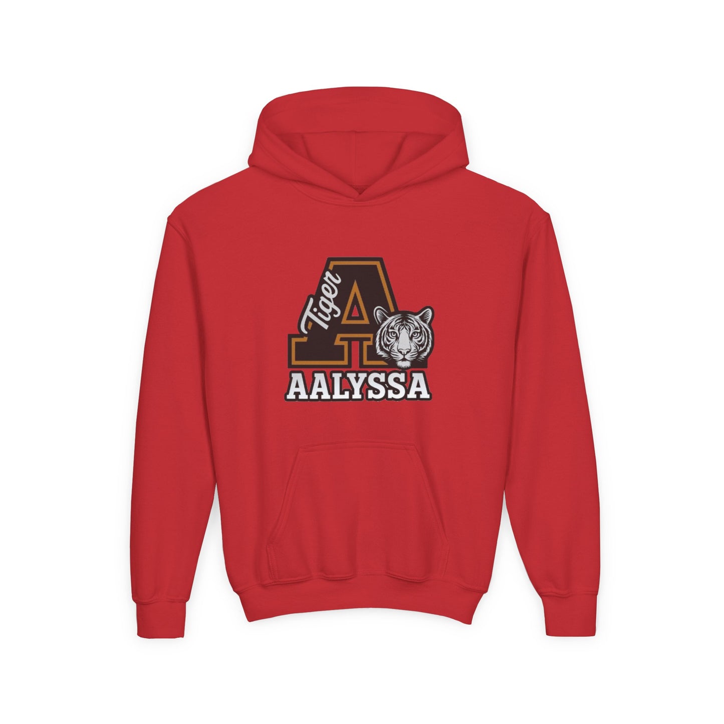 Customizable Big A - Youth Heavy Blend Hooded Sweatshirt - Tiger Theme - Customizable/ Personalize