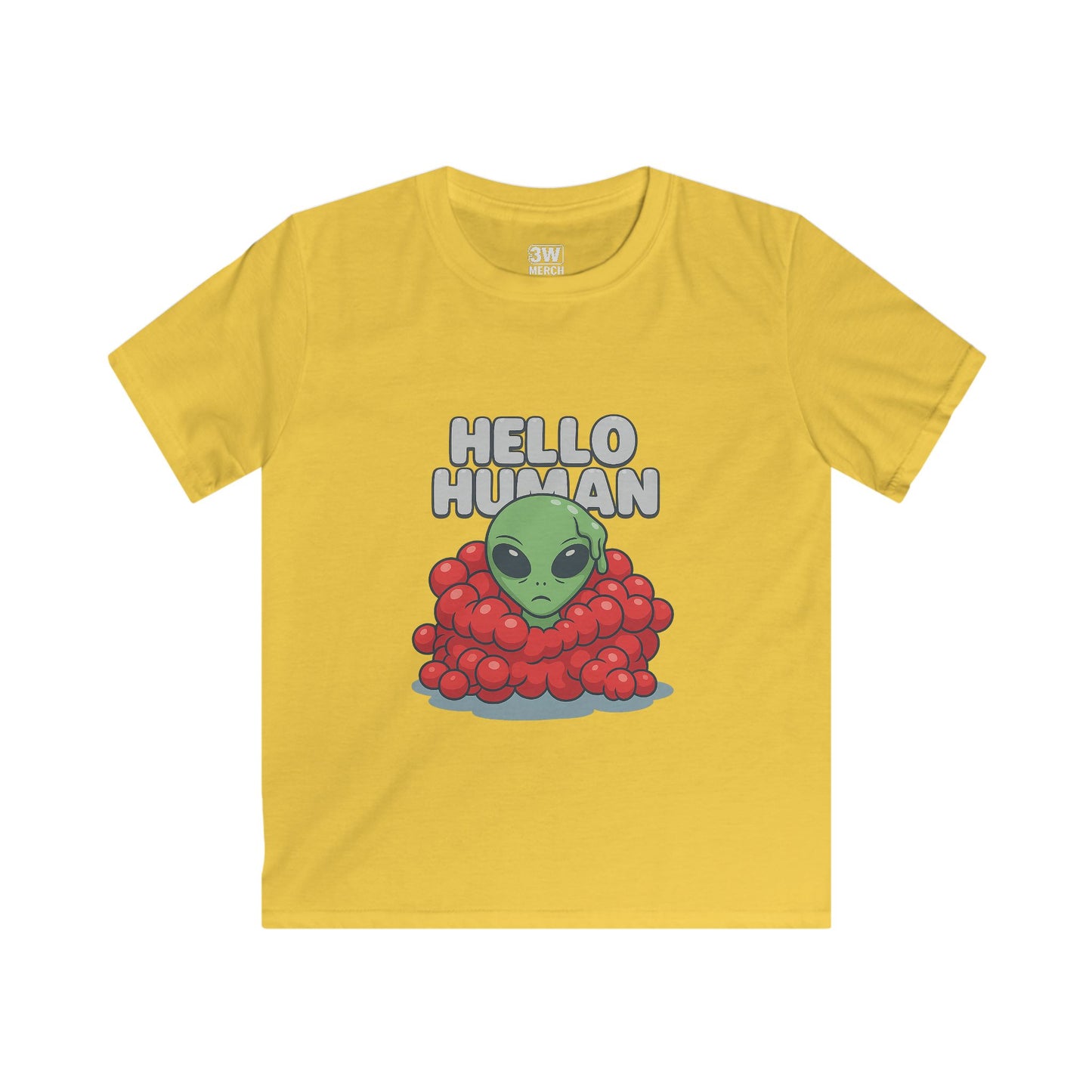 Hello Human Alien Halloween Shirt Spooky UFO Graphic Tee, Funny Sci Fi Costume Top, Creepy Cute Alien T-Shirt