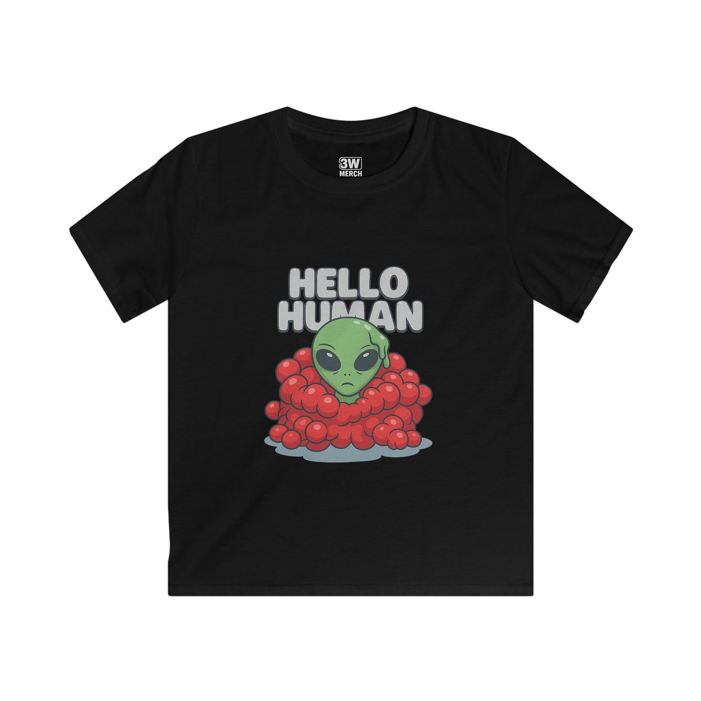 Hello Human Alien Halloween Shirt Spooky UFO Graphic Tee, Funny Sci Fi Costume Top, Creepy Cute Alien T-Shirt