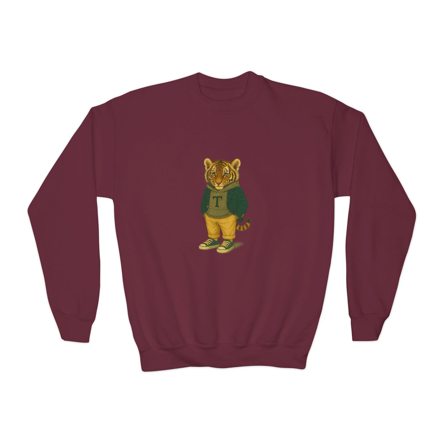 Youth Lion Graphic Crewneck Sweatshirt, Cute Animal Apparel, Kids Casual Wear, Gifts for Young Animal Lovers, Fun & Playful Outfit