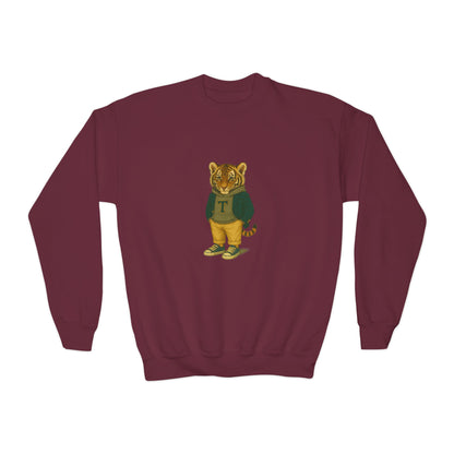 Youth Lion Graphic Crewneck Sweatshirt, Cute Animal Apparel, Kids Casual Wear, Gifts for Young Animal Lovers, Fun & Playful Outfit