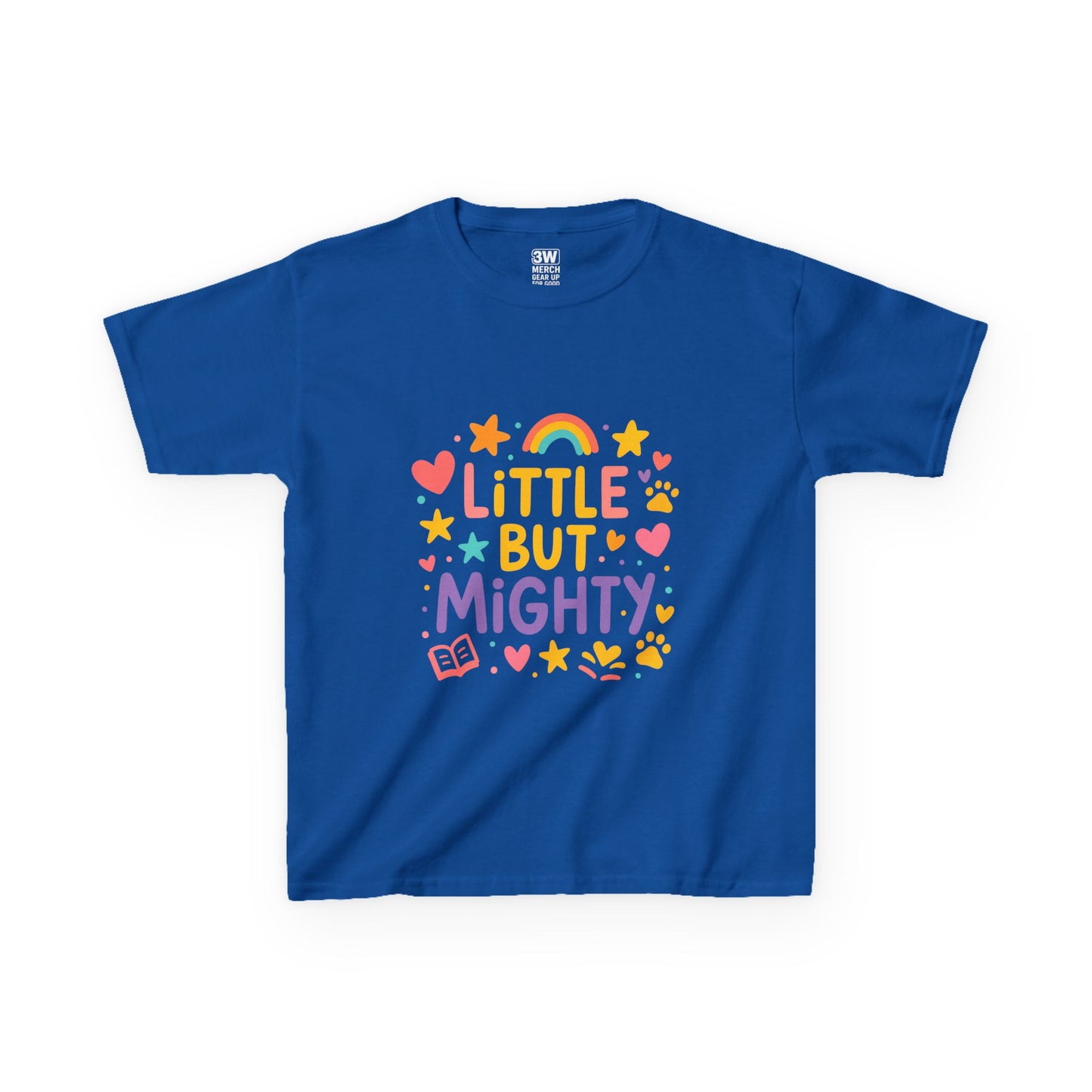 Kids Heavy Cotton™ Tee, Little But Mighty, Perfect for Birthdays, Playdates, Gifts, Everyday Wear, Rainbow Design T Shirt,