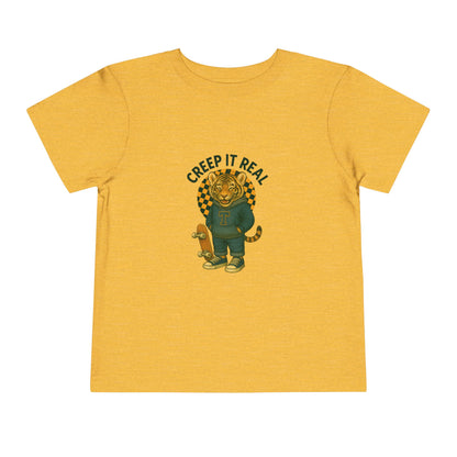 Cute Toddler Short Sleeve Tee with Tiger 'Creep It Real' Design, Kids' Summer Shirt, Halloween Outfit, Everyday Wear, Gift for Toddlers