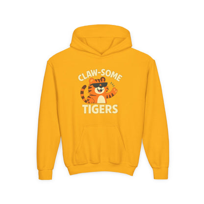 Claw-some Tigers Youth Hoodie, Fun Children's Sweatshirt, Cute Tiger Sweatshirt, Animal Lovers Gift, Perfect for Kids' Parties