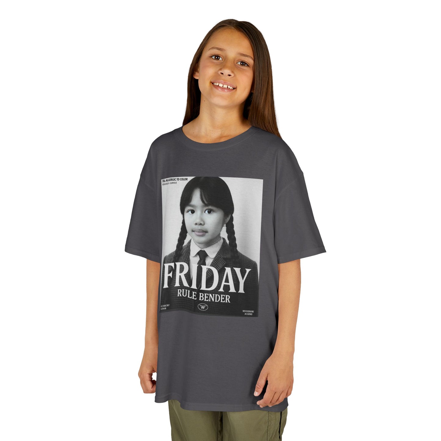 Custom “Friday Rule Bender” T-Shirt — Personalized Face Tee | Dark Academia Kawaii | Aesthetic Y2K Outfit | Halloween Cute Creepy Vibes | Custom Day of the Week Shirt