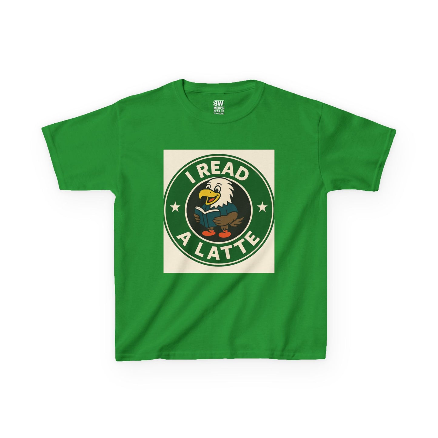 Funny Coffee Lover T-Shirt – “I Read A Latte” Bookworm Eagle Tee for Readers & Caffeine Fans