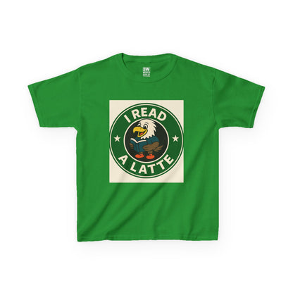 Funny Coffee Lover T-Shirt – “I Read A Latte” Bookworm Eagle Tee for Readers & Caffeine Fans
