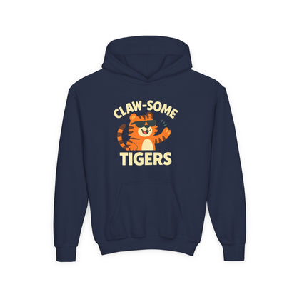 Claw-some Tigers Youth Hoodie, Fun Children's Sweatshirt, Cute Tiger Sweatshirt, Animal Lovers Gift, Perfect for Kids' Parties