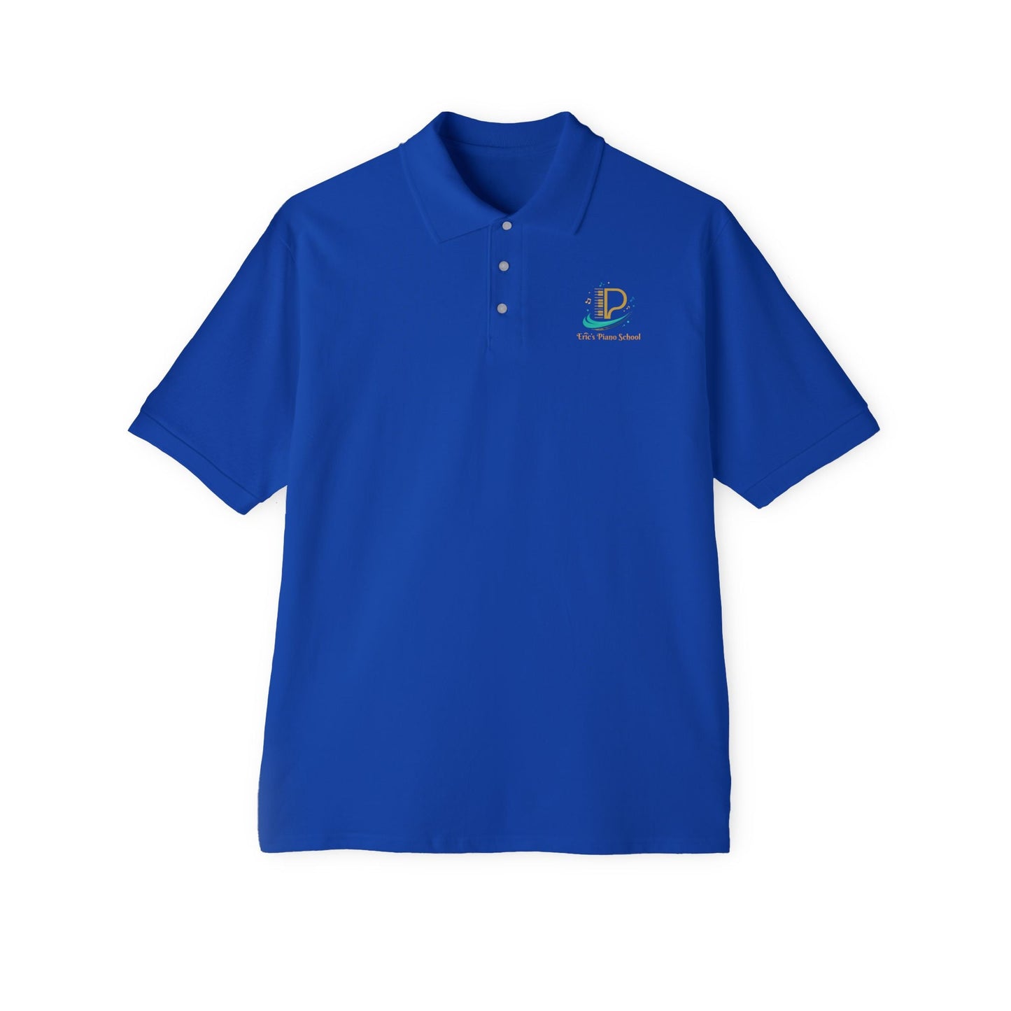 Men's light breathable custom piqué polo shirt with Coastal Coffee Logo embroidered on chest