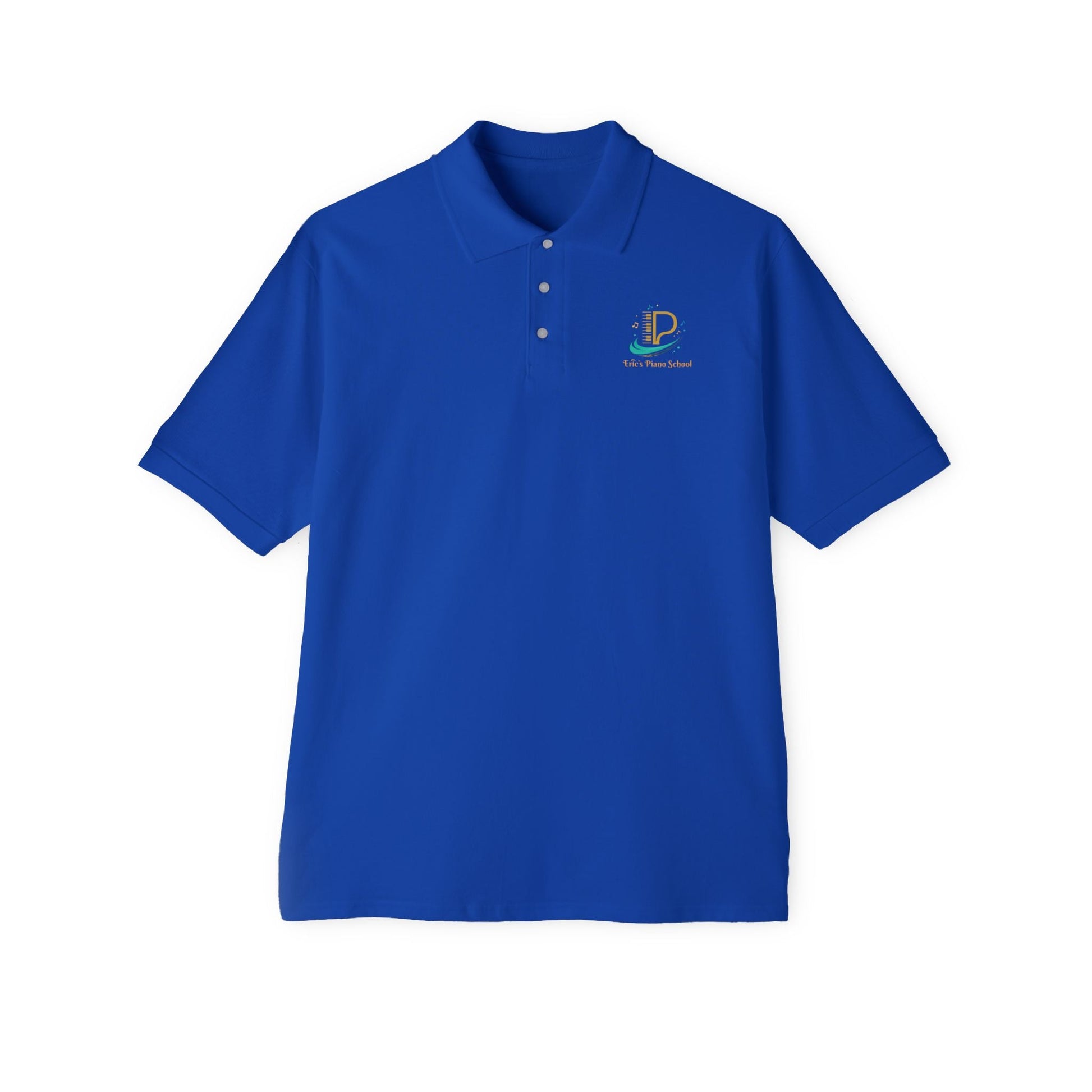 Men's light breathable custom piqué polo shirt with Coastal Coffee Logo embroidered on chest