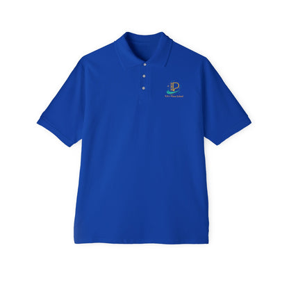 Men's light breathable custom piqué polo shirt with Coastal Coffee Logo embroidered on chest