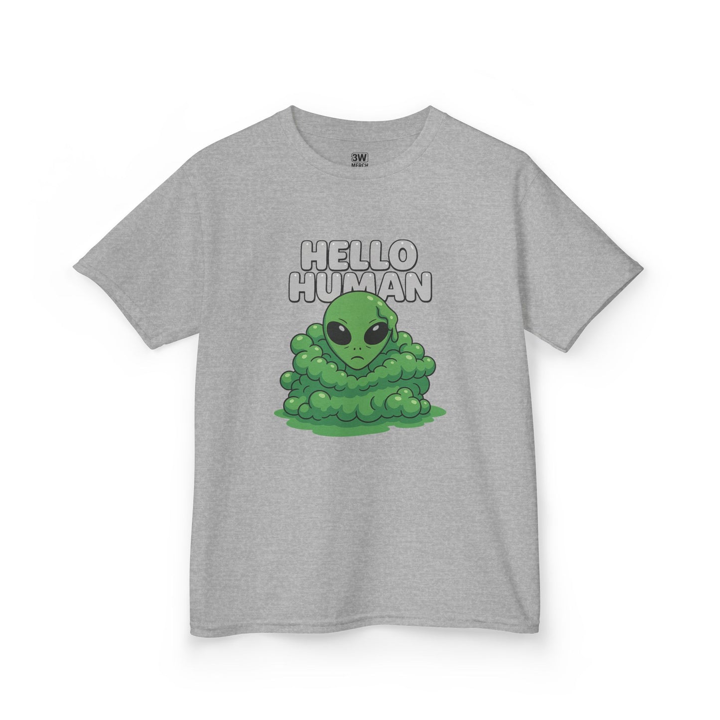 Kids Alien Graphic Tee, Fun Tee for Kids, Cute Monster Shirt, Birthday Gift, Unique Kids Apparel, Hello Human Design