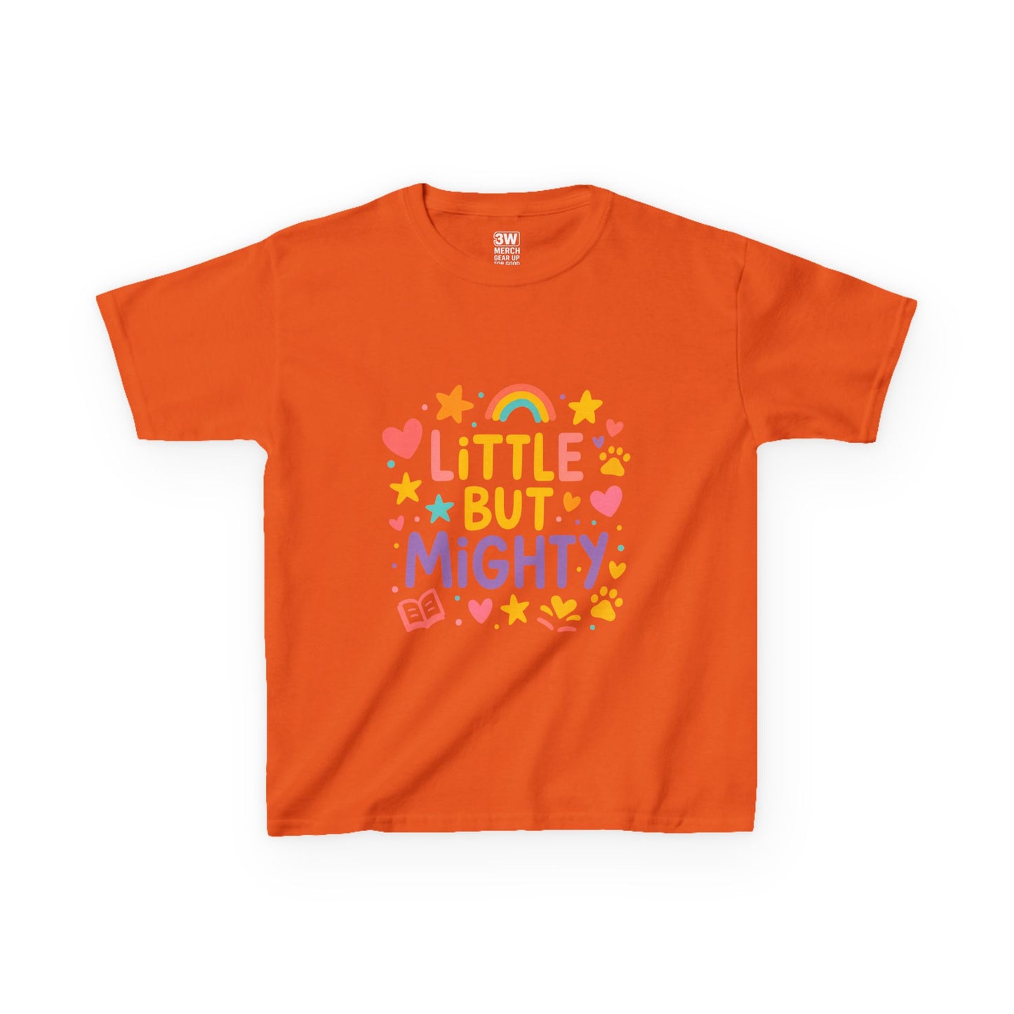 Kids Heavy Cotton™ Tee, Little But Mighty, Perfect for Birthdays, Playdates, Gifts, Everyday Wear, Rainbow Design T Shirt,