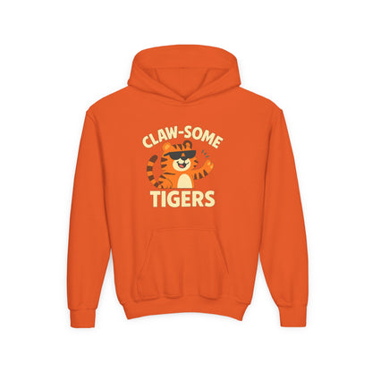 Claw-some Tigers Youth Hoodie, Fun Children's Sweatshirt, Cute Tiger Sweatshirt, Animal Lovers Gift, Perfect for Kids' Parties