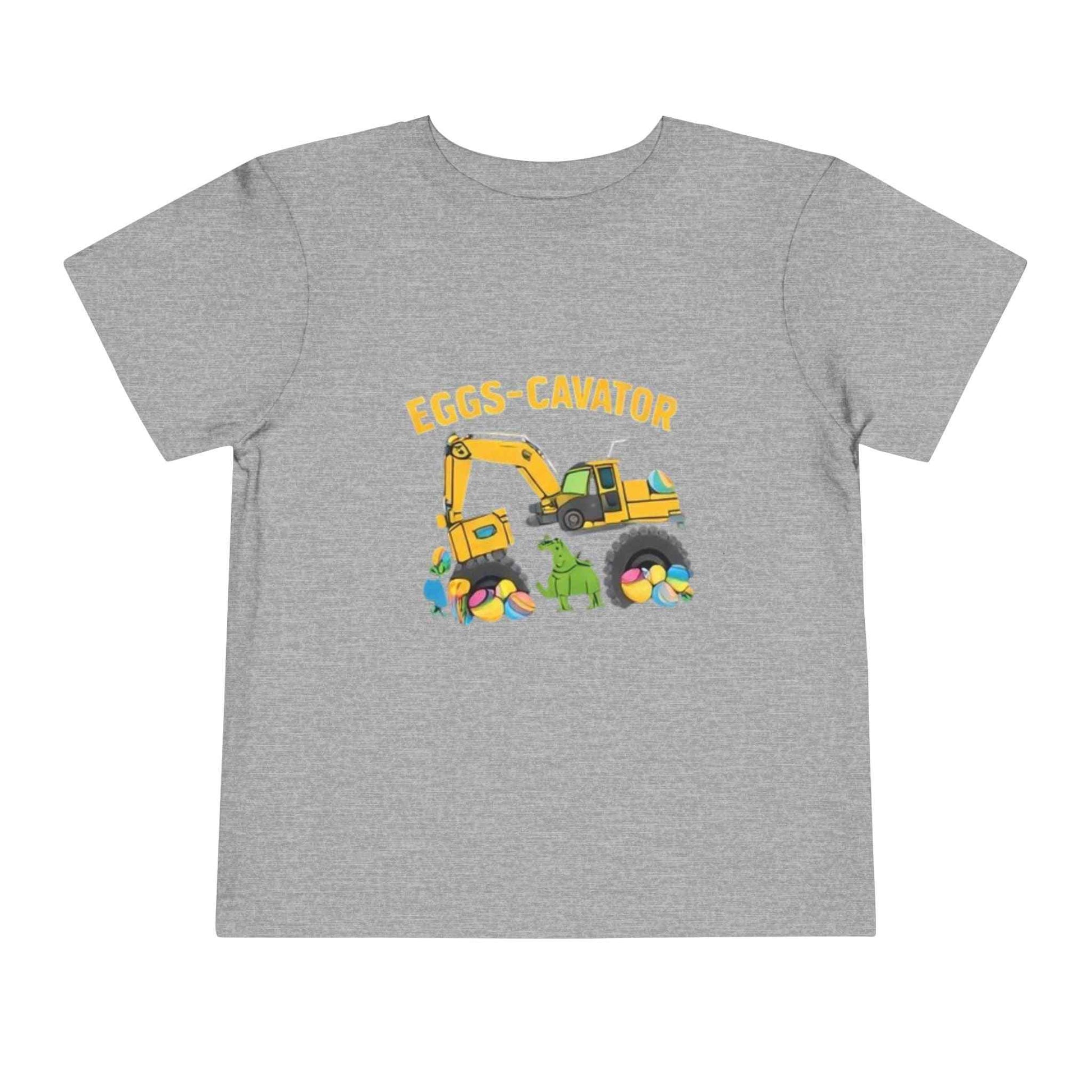 Toddler Easter shirt with cute excavator digging colorful Easter eggs Eggs-cavator Toddler Tee
