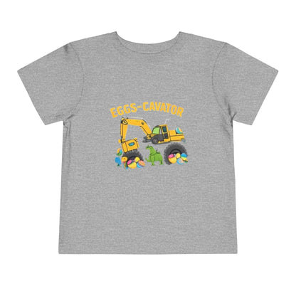 Toddler Easter shirt with cute excavator digging colorful Easter eggs Eggs-cavator Toddler Tee