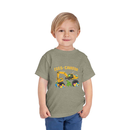 Toddler Easter shirt with cute Eggs-Cavator excavator and colorful eggs design