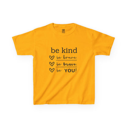 Kids Tee Inspirational Be Kind Be Brave Motivational Shirt Kids Inspirational Tee, for Boys and Girls, Everyday Wear, Gift for Children