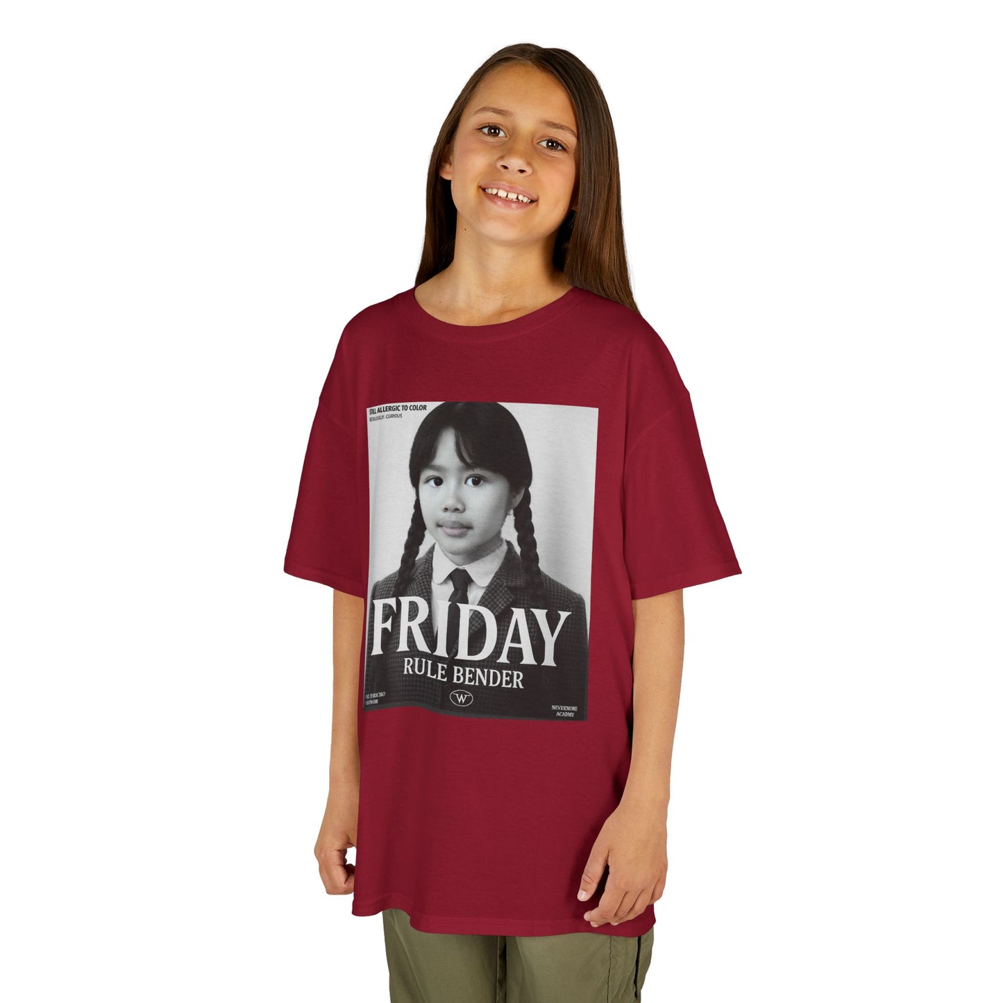 Custom “Friday Rule Bender” T-Shirt — Personalized Face Tee | Dark Academia Kawaii | Aesthetic Y2K Outfit | Halloween Cute Creepy Vibes | Custom Day of the Week Shirt