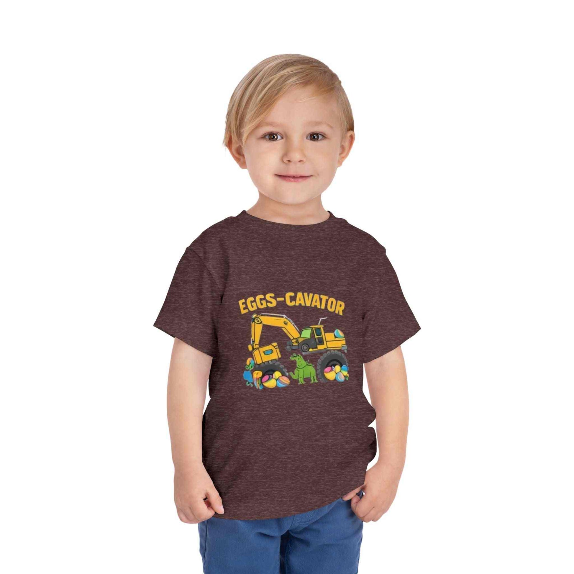 Toddler Easter shirt with cute Eggs-cavator excavator and colorful Easter eggs design