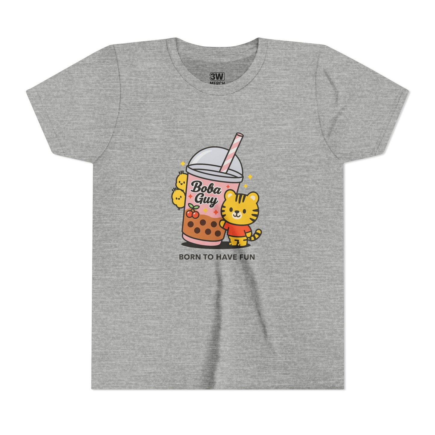 Kawaii Tiger Boba Tee – “Born to Have Fun” | Cute Boba Shirt | Y2K Kawaii Aesthetic | K-Pop Core Outfit | Bubble Tea Lover Gift | Trendy Graphic T-Shirt
