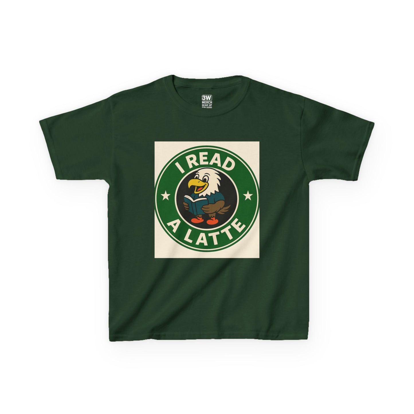 Funny Coffee Lover T-Shirt – “I Read A Latte” Bookworm Eagle Tee for Readers & Caffeine Fans