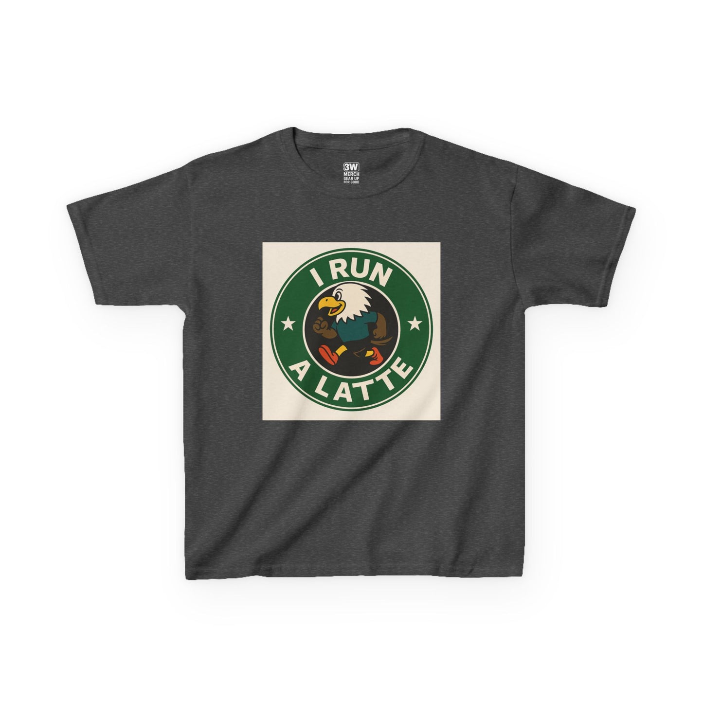 I Run a Latte Shirt – Funny Running Eagle Coffee Lover Tee, Marathon Runner Gift, Fitness & Caffeine Humor Top