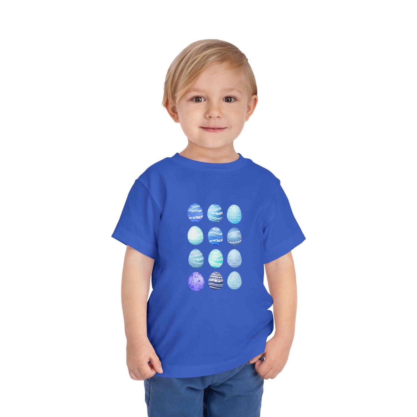Blue watercolor Easter eggs boy toddler tee soft cotton shirt