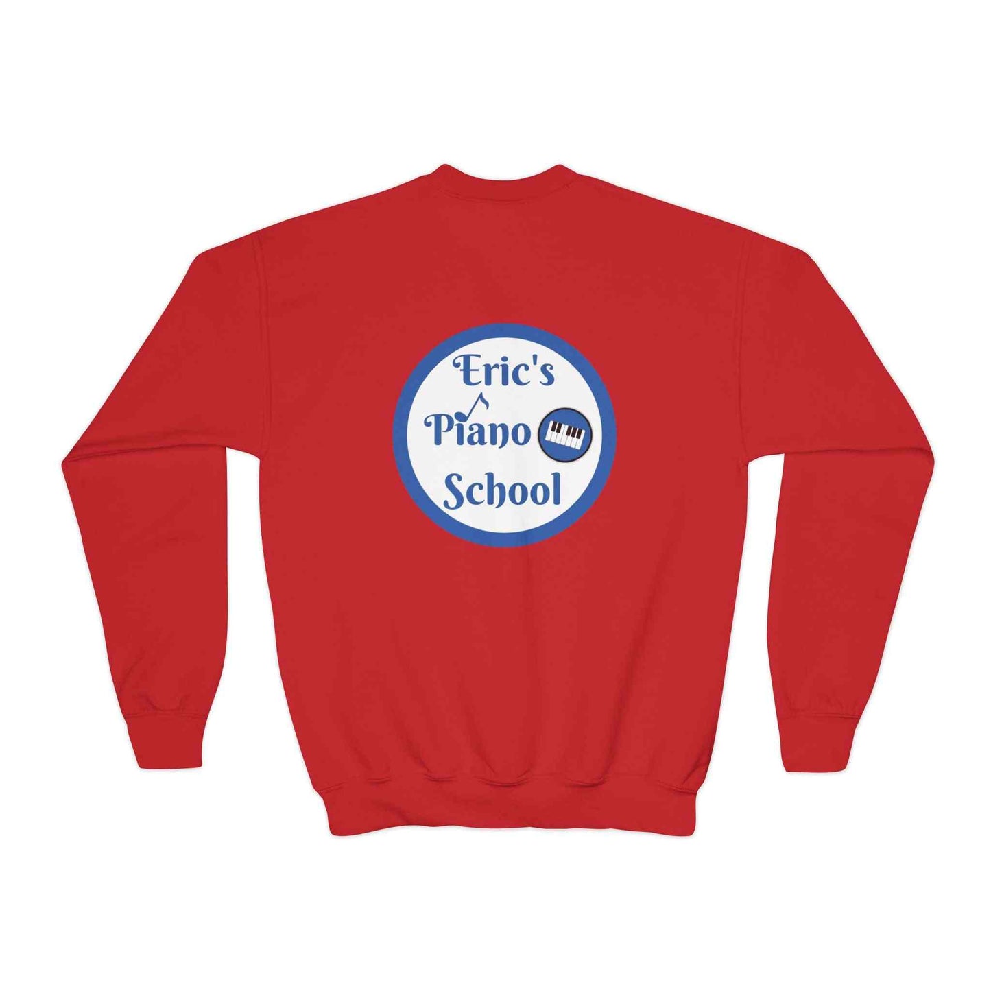 Cozy youth sweatshirt with piano school emblem for music students