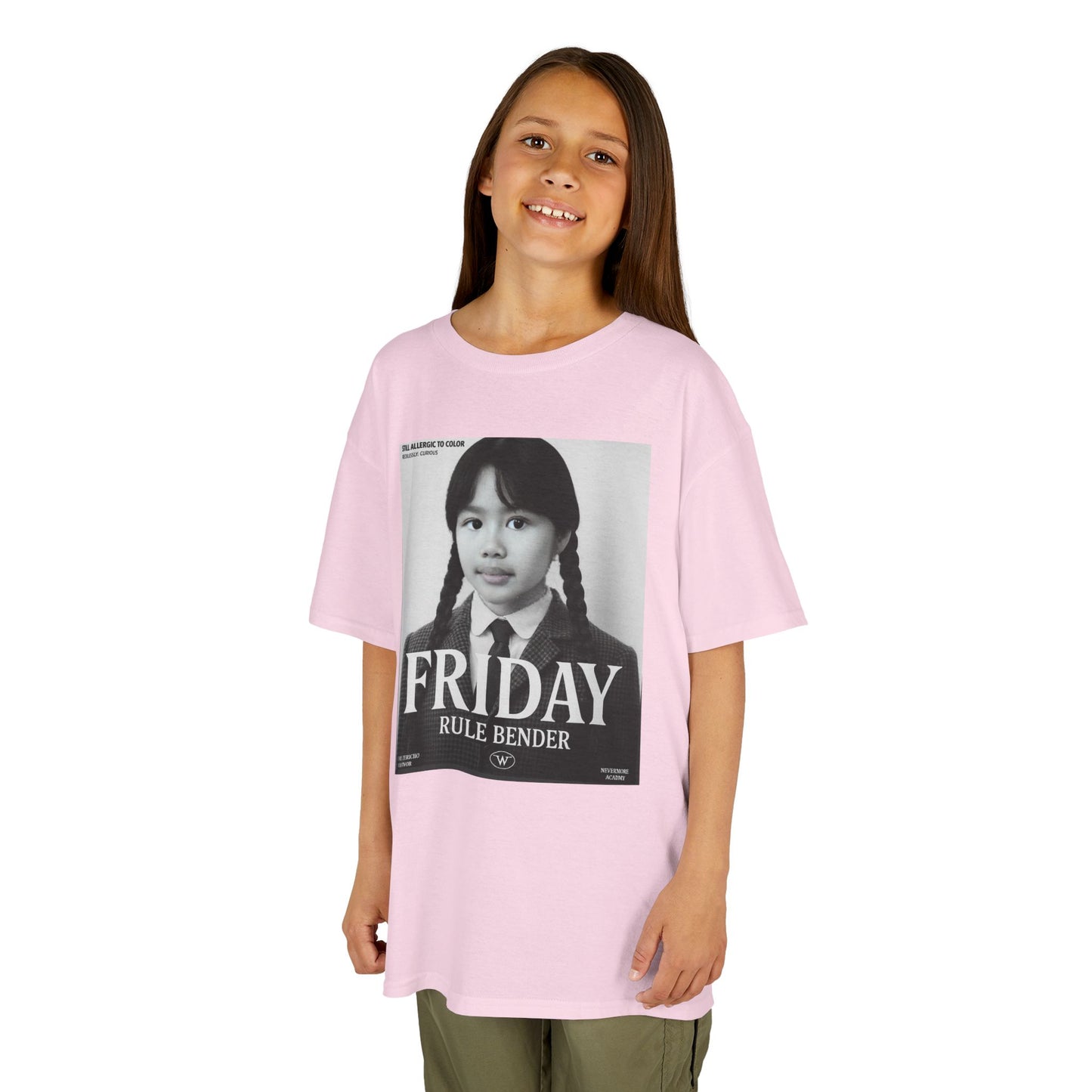 Custom “Friday Rule Bender” T-Shirt — Personalized Face Tee | Dark Academia Kawaii | Aesthetic Y2K Outfit | Halloween Cute Creepy Vibes | Custom Day of the Week Shirt