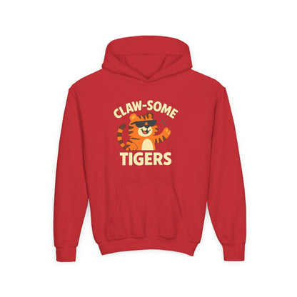 Claw-some Tigers Youth Hoodie, Fun Children's Sweatshirt, Cute Tiger Sweatshirt, Animal Lovers Gift, Perfect for Kids' Parties