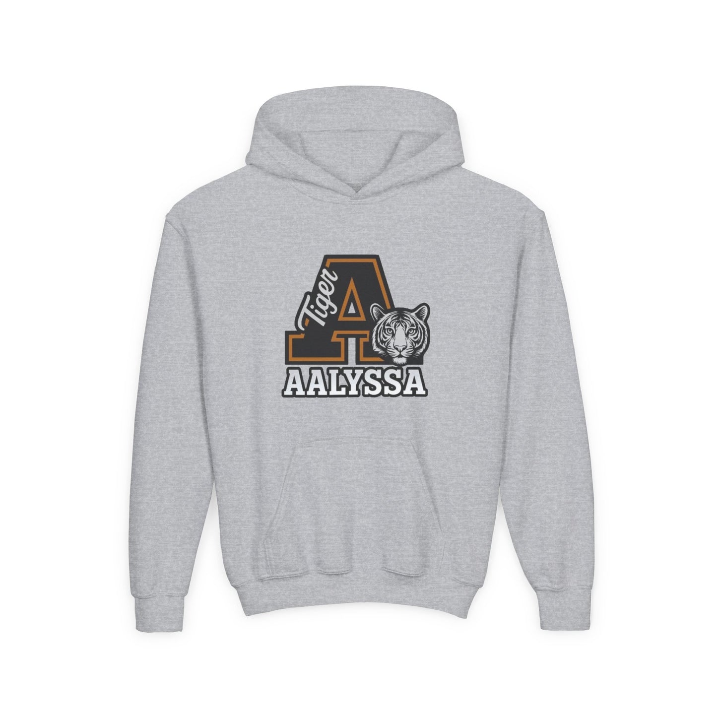 Customizable Big A - Youth Heavy Blend Hooded Sweatshirt - Tiger Theme - Customizable/ Personalize